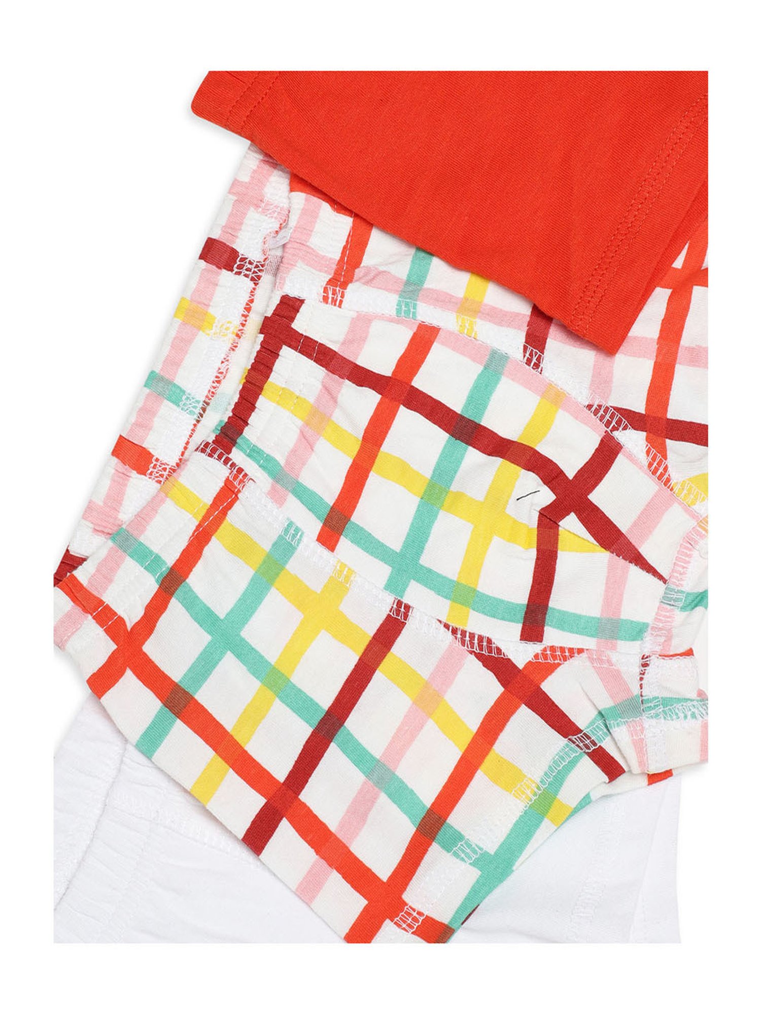 MiArcus Kids White & Red Printed Briefs( Pack Of 3)