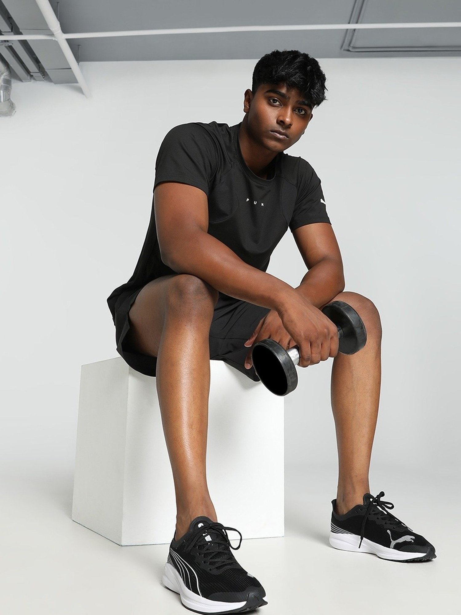 Puma Black Regular Fit Printed Sports T-Shirt