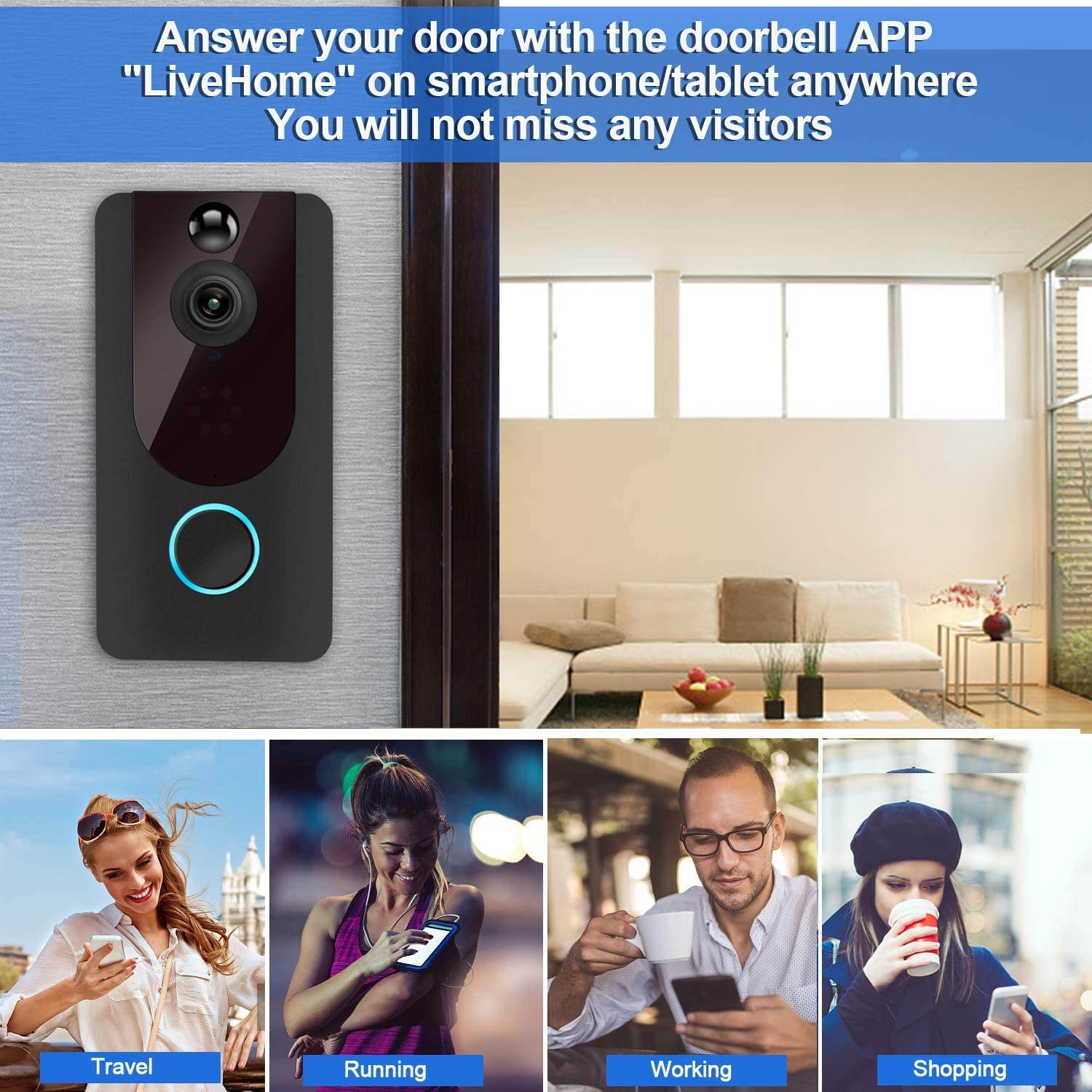 IR Sensor Welcome Doorbell Electronic Induction Doorbell Advertising Guide (Black)