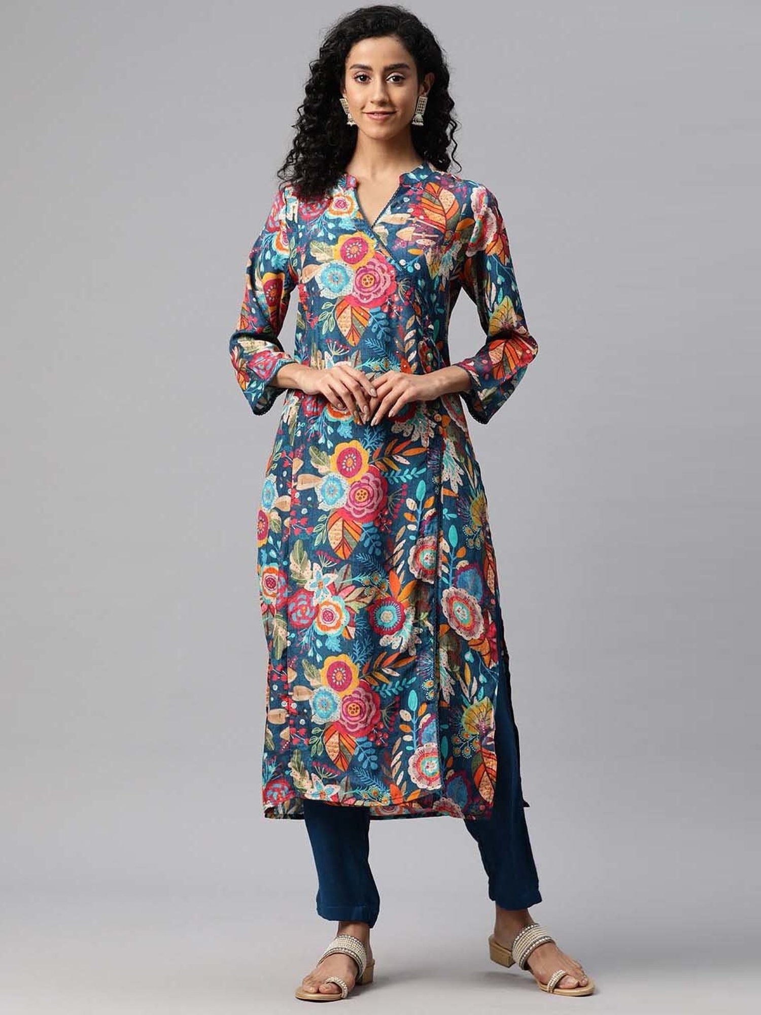 URBAN MYSTIC Black Rayon Embroidered Kurta & Sharara Set