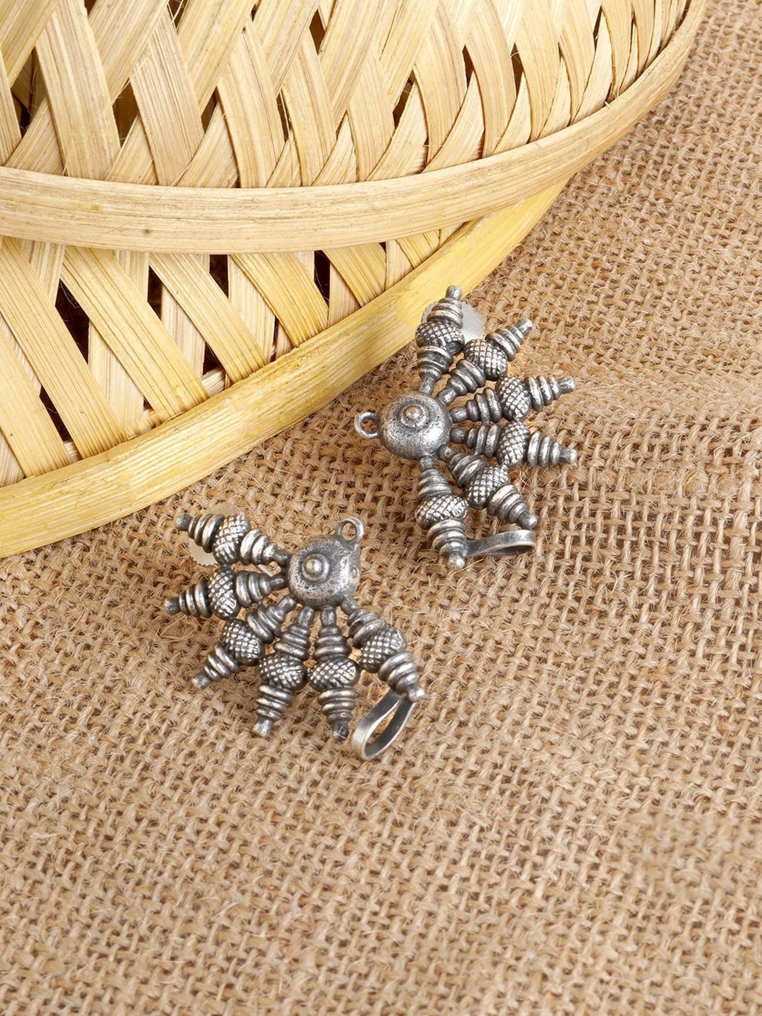 Teejh Ethnic Aabirani Silver Oxidized Ear Jacket Earring