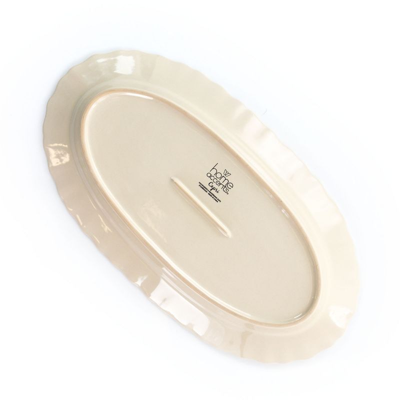 Home Accents 2 Piece Capri 16 Inch Oval Stoneware Platter Set in Sand