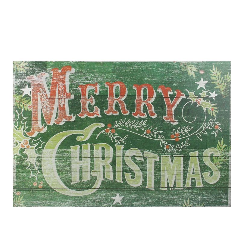 Northlight 19.75" Festive Green and Red Antiqued Merry Christmas Wall Hanging Sign