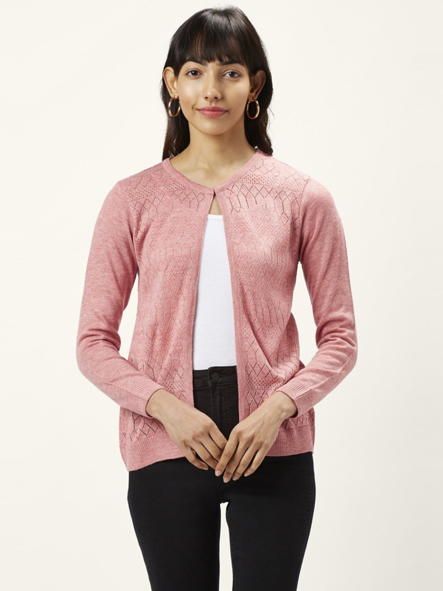 Honey by Pantaloons Pink Self Pattern Shrugs