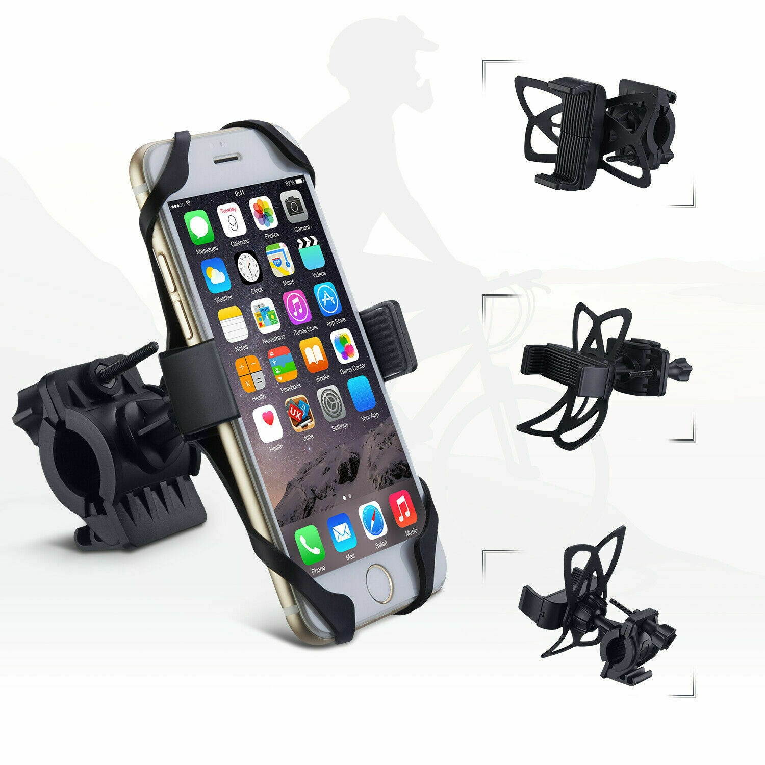 Cell Phone Silicone Mount Holder GPS Motorcycle MTB Bike Bicycle 360 Roton