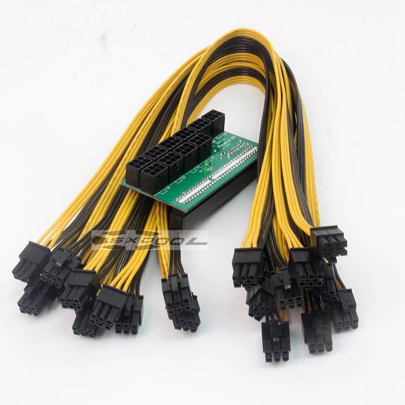 Mining machine server power conversion board connection adapter graphics cable 10pcs +10 X 6pin adapter board 1pcs 12V  (50cm Cable length)
