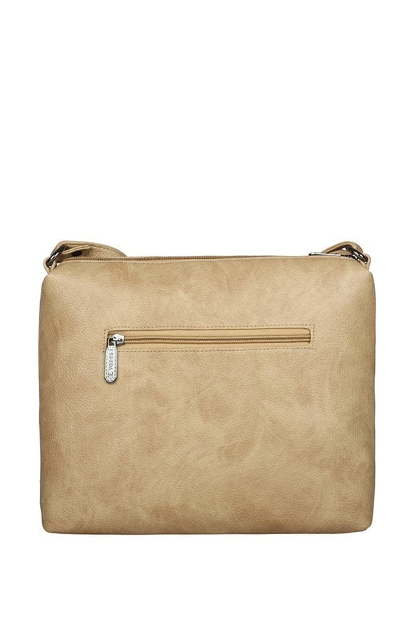Esbeda Beige Solid Polyester Sling Bag