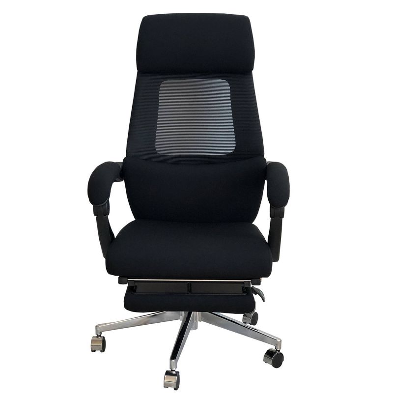 Position Lock Ergonomic Swivel Office Chair with Fabric Seat and Retractable Footrest Black - The Urban Port