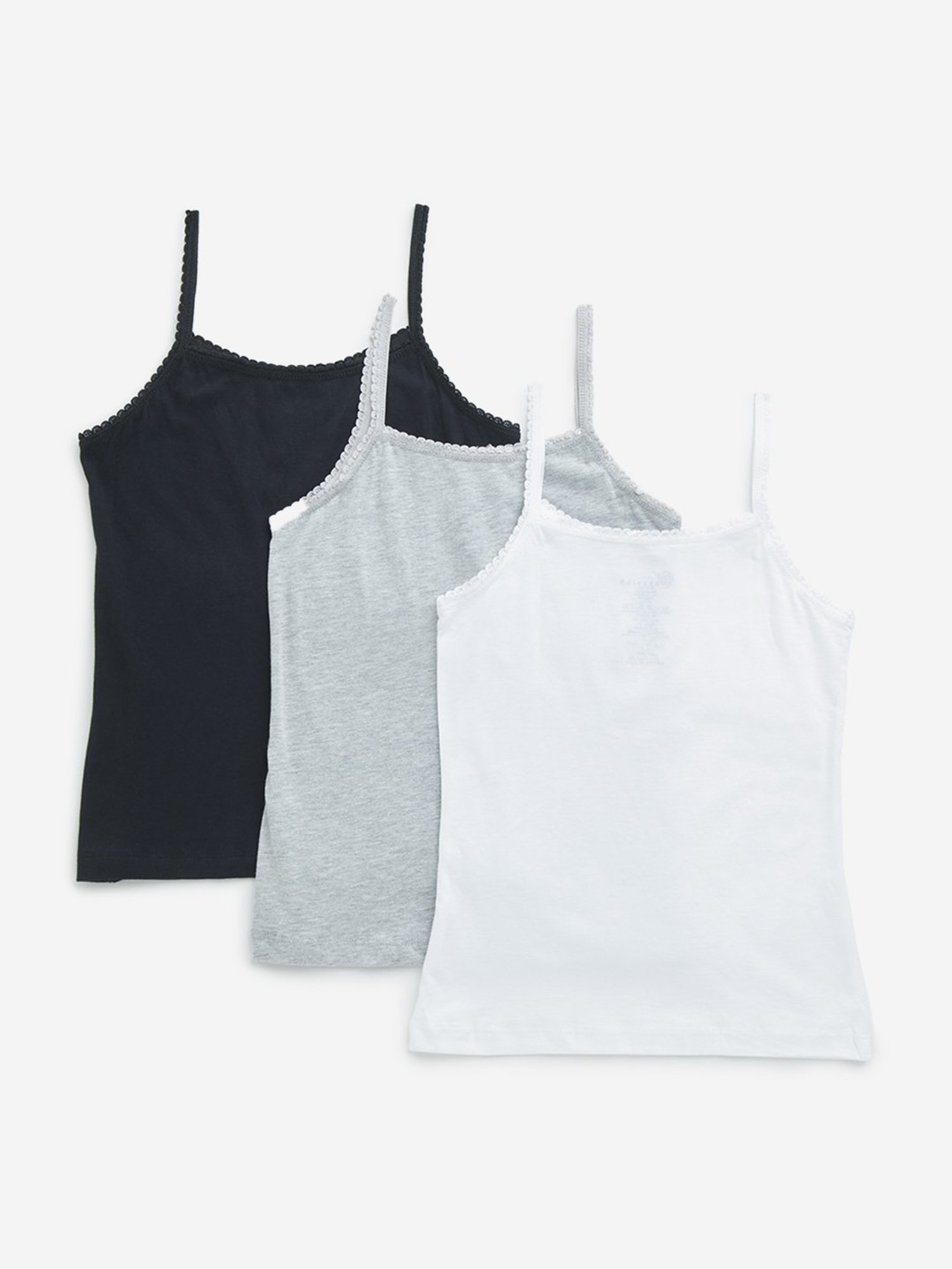 Kiddopanti Kids Black & Pink Solid Camisole (Pack Of 2)