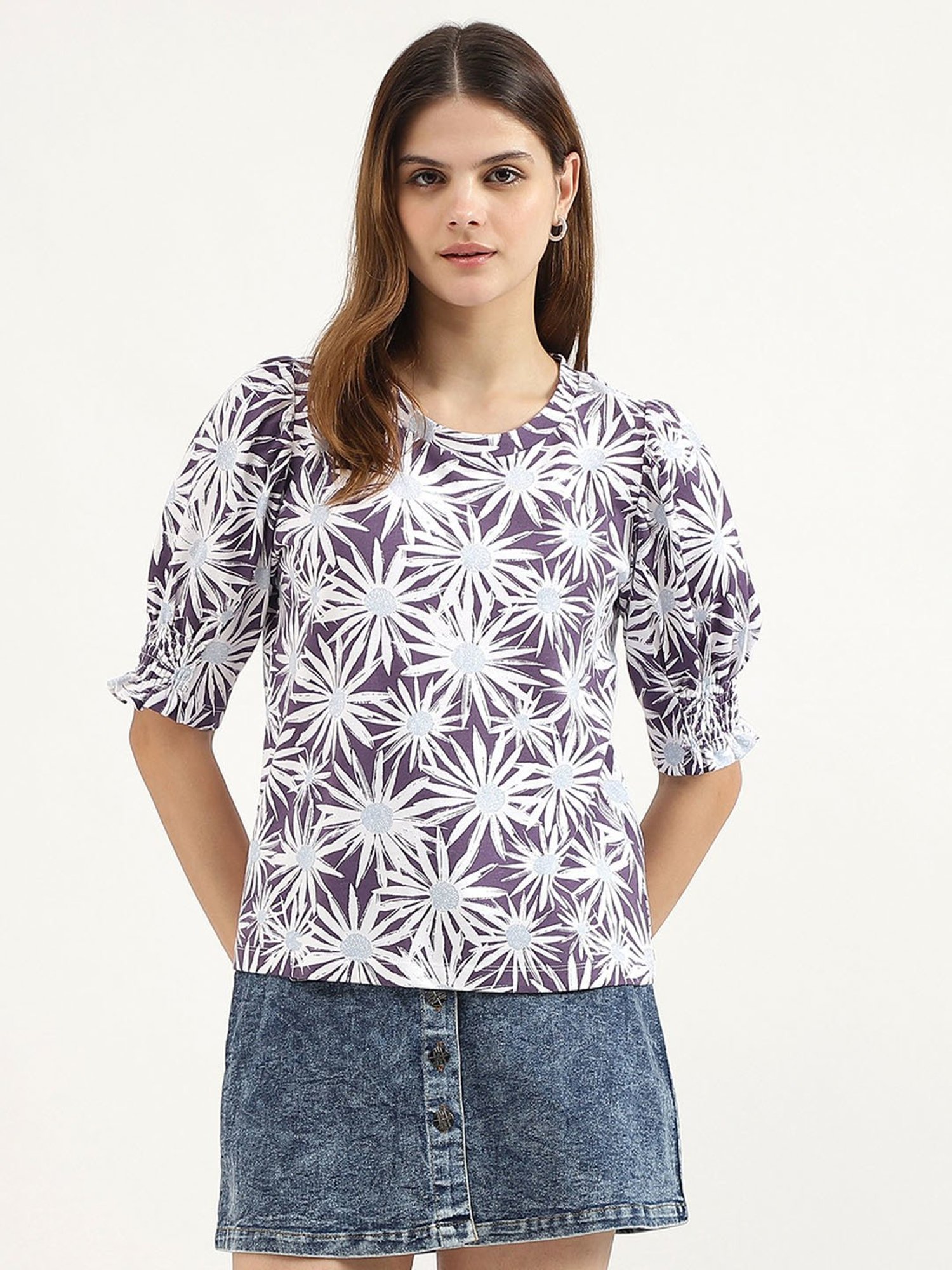 United Colors of Benetton Purple Printed T-Shirt