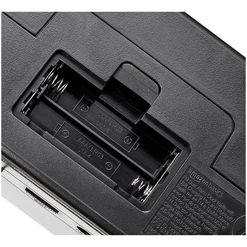 Basics Alarm Clock with FM Radio USB Charging Port and Bluetooth