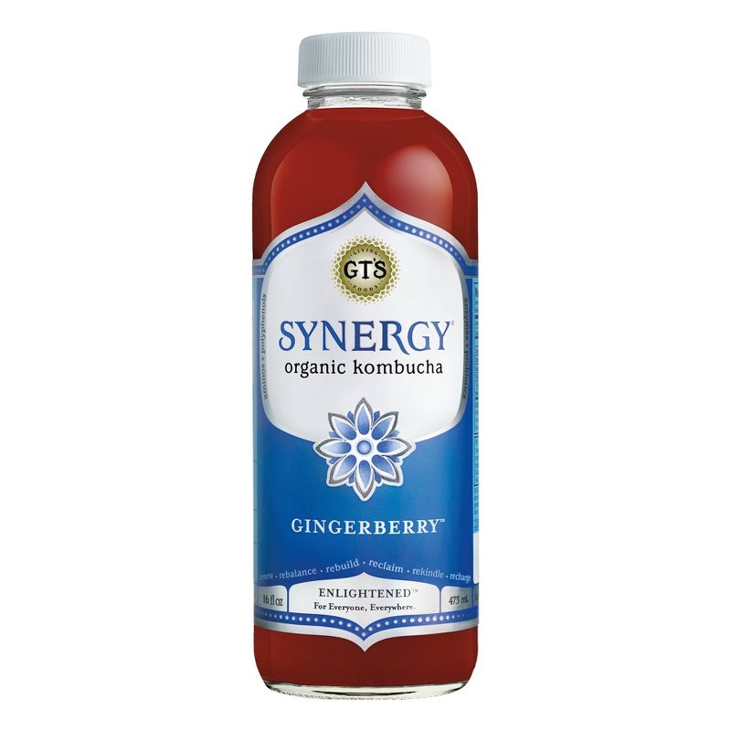 G.T.'s Synergy Gingerberry Organic Vegan Raw Kombucha - 16 fl oz Bottle