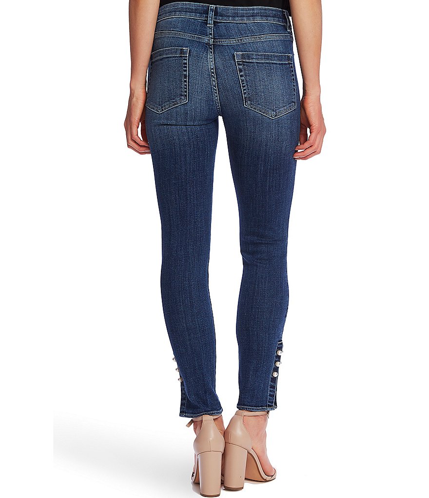 CeCe Split Pearl Cuff Skinny Ankle Jeans
