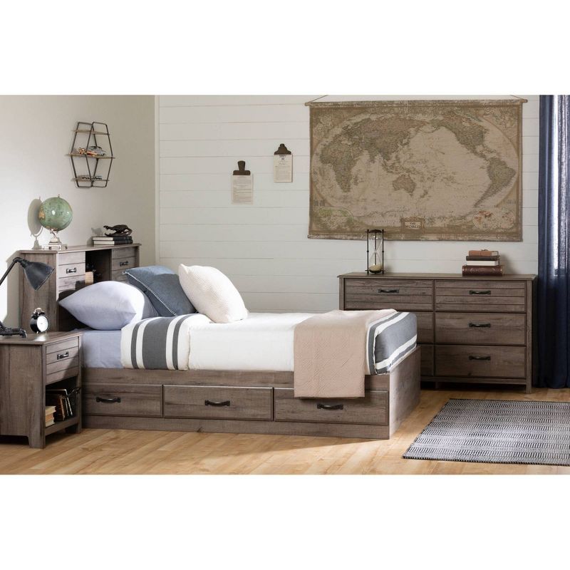 Full Asten Mates Bed with 3 Drawers   Fall Oak  - South Shore
