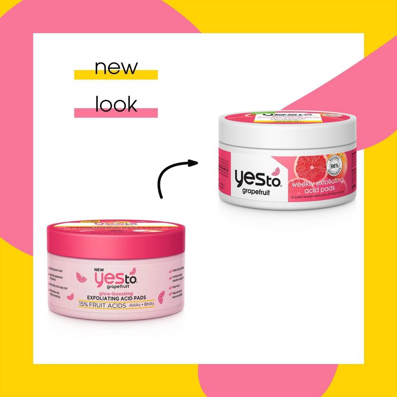 Yes To Grapefruit Glow-Boosting Exfoliating Acid Pads - 12ct