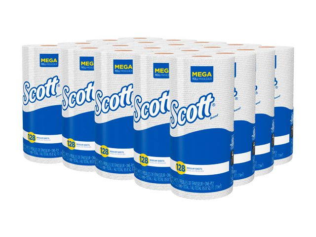 Scott Kitchen Paper Towels (41482) with Fast-Drying Absorbency Pockets, Perforated Standard Paper Towel Rolls, 128 Sheets / Roll, 20 Rolls / Case