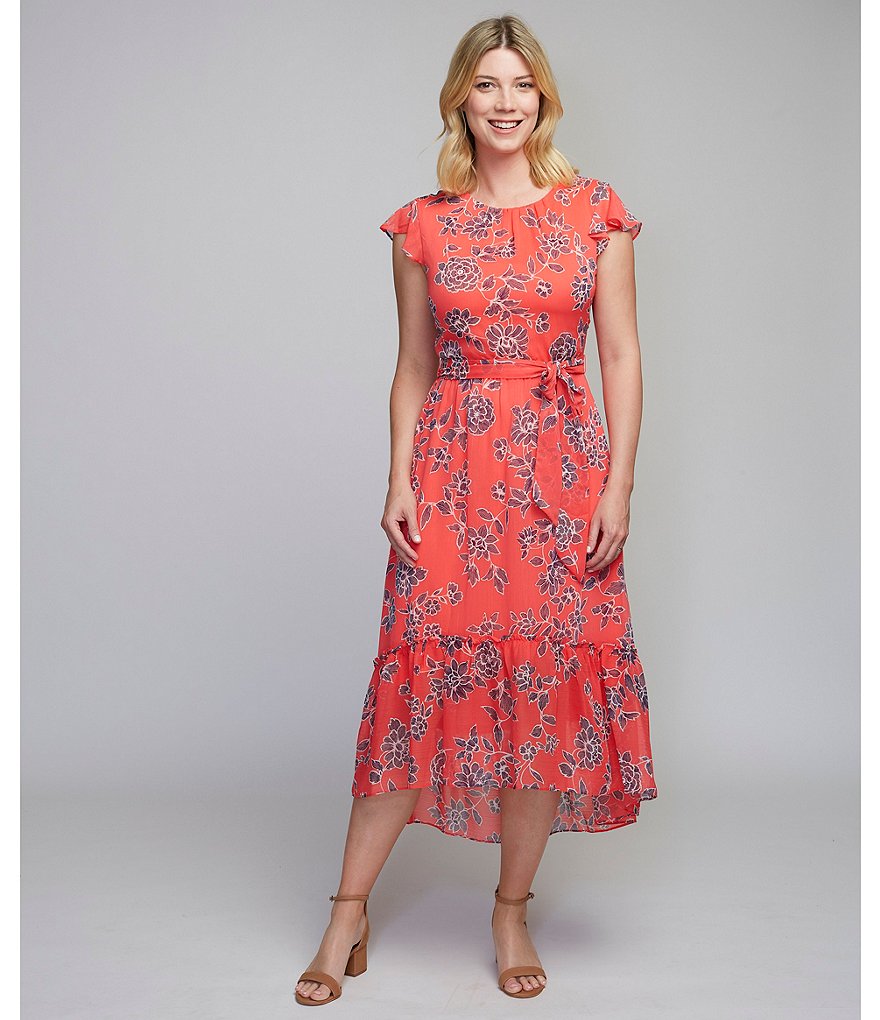 Vince Camuto Halter Bow Neck Sleeveless Midi Dress with Side Seam Pockets