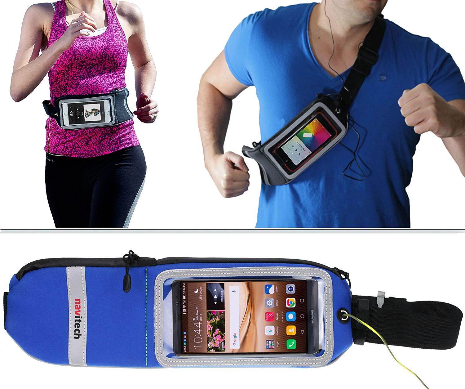 Navitech Blue Smartphone Running/Jogging Water Resistant Sports Belt/Waistband Compatible with The The Huawei Elate