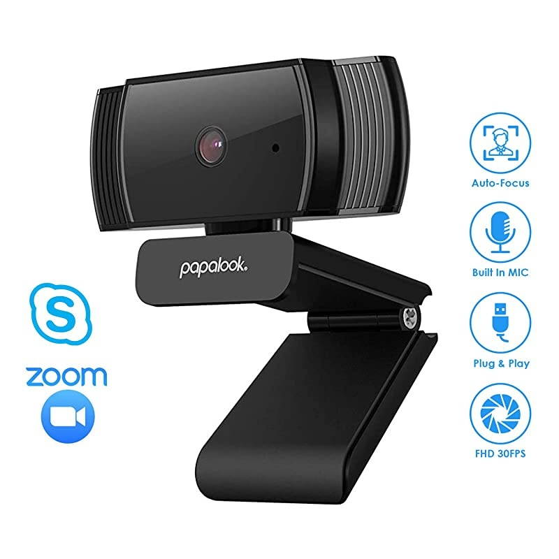 Webcam 1080P Full HD  AF925 Computer Camera with Microphone Autofocus Web Cams for DesktopLaptopMac Works with Skype Zoom WebEx Hangouts