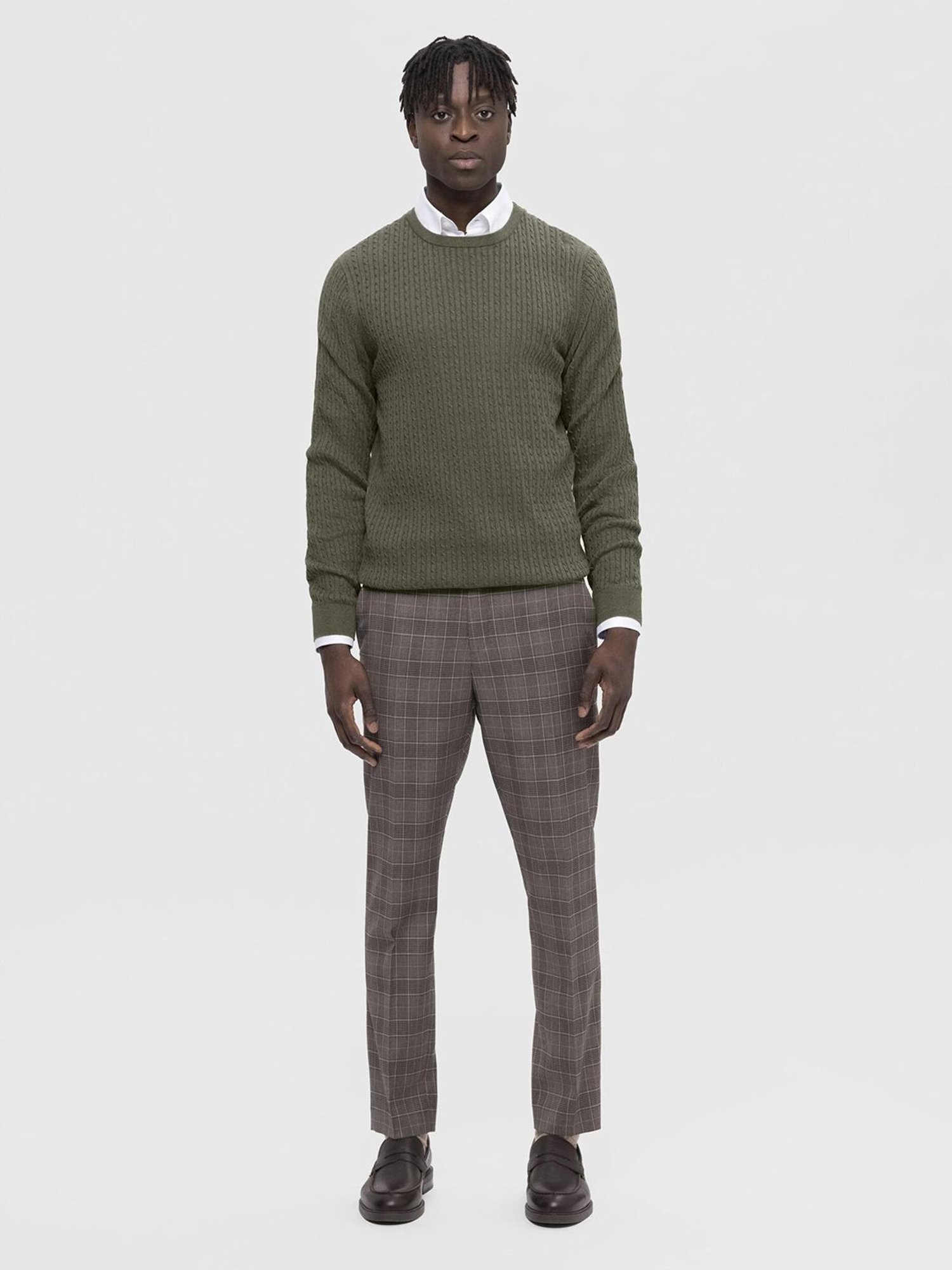 SELECTED HOMME Ivy Green Regular Fit Textured Cotton Sweater