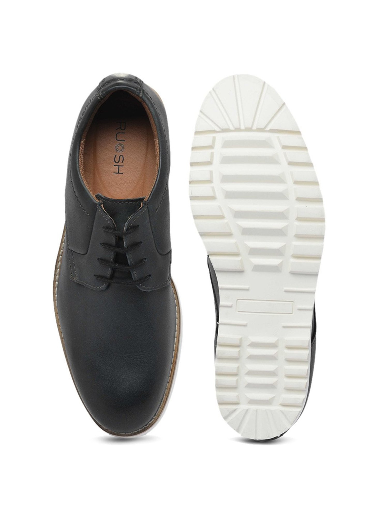 Ruosh Men's Black Derby Shoes