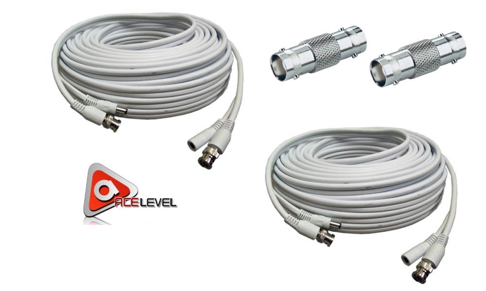 ACELEVEL 2PK RG59 PREMIUM UL LISTED 100FT CAB FOR SDI LOREX SYSTEMS WHITE COLOR