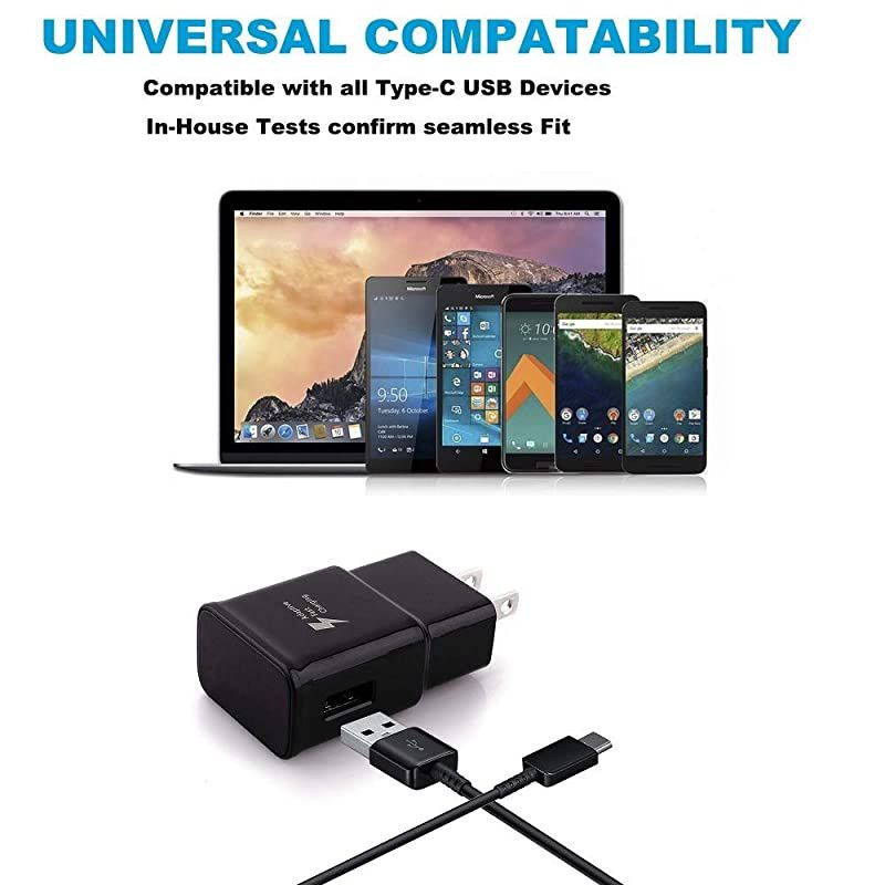 Fast Charger kit Compatible Samsung Galaxy S10 S10+ S10e S9 S8 PlusEdgeActiveNote 8 Note 9 Wall Plug Power Adapter with USB Type C Cable Cord 2 Pack