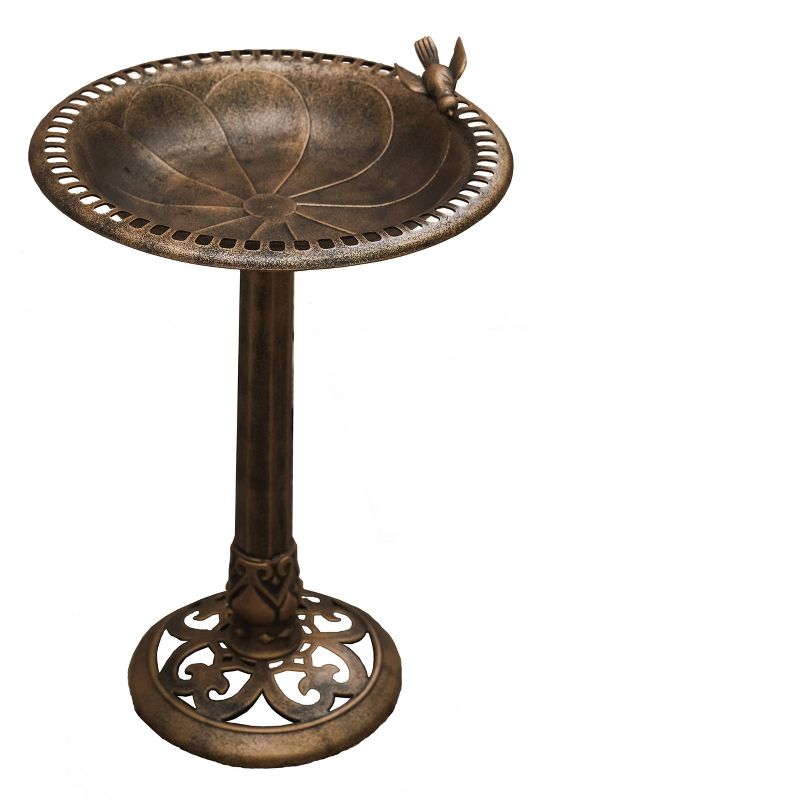 24" Lightweight Plastic Outdoor Birdbath and Feeder Bronze - XBrand