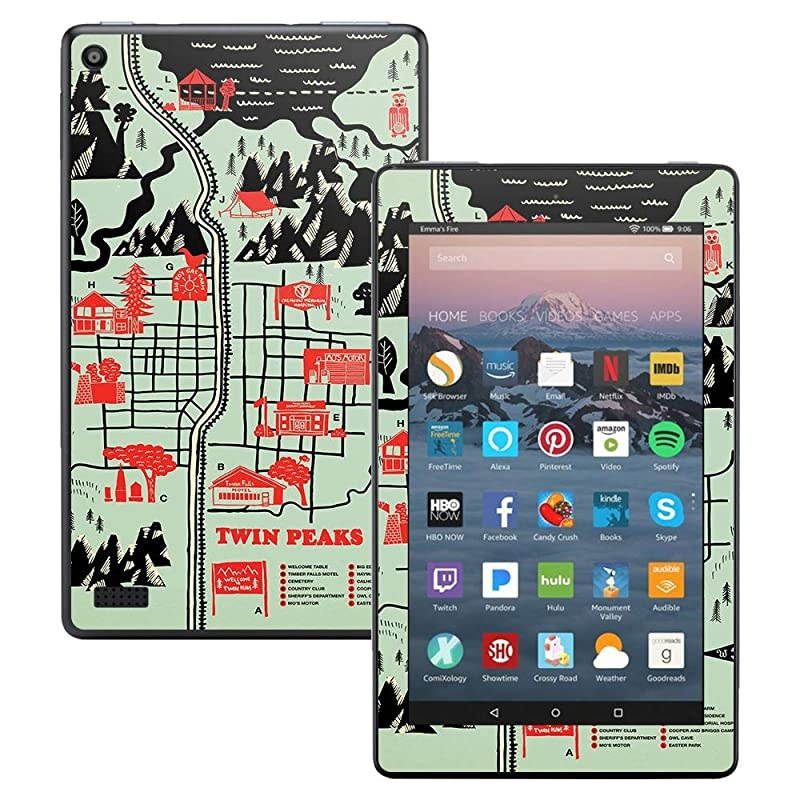 Skin Compatible with  Kindle Fire 7 2017 Twin Peaks Map | Protective Durable and Unique Vinyl Decal wrap Cover | Easy to Apply Remove and Change Styles | Made in The USA