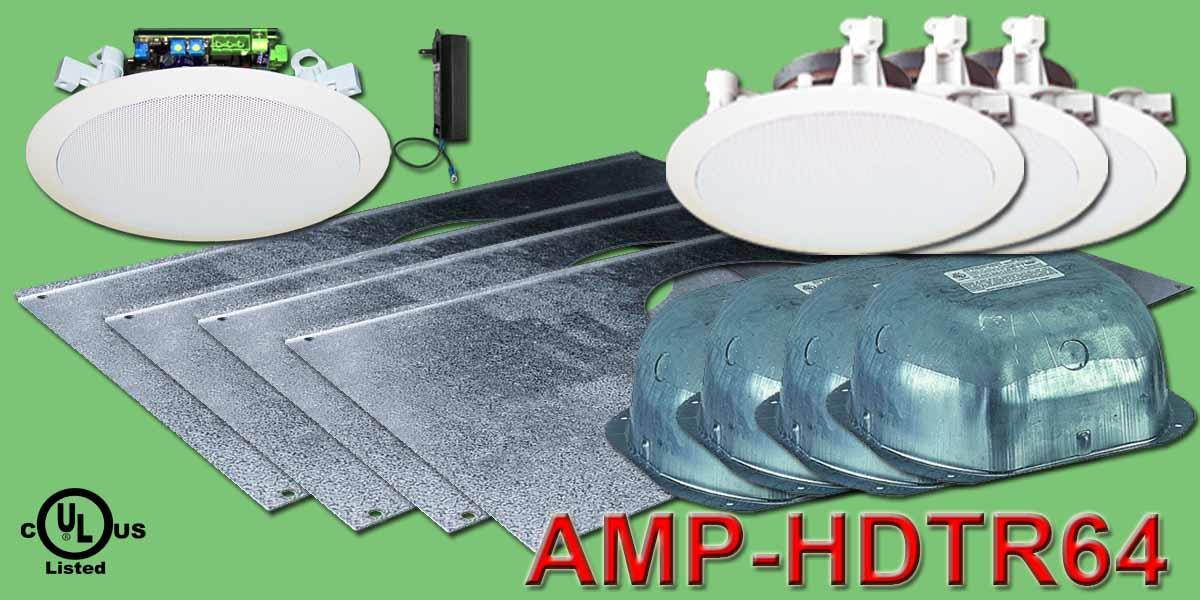 OWI AMP-HDTR64 6 inch 3 Source/Integratable Amplified/In Ceiling Speaker w Transformer/Tile Bridge/Backcan/3x IC6 Speakers