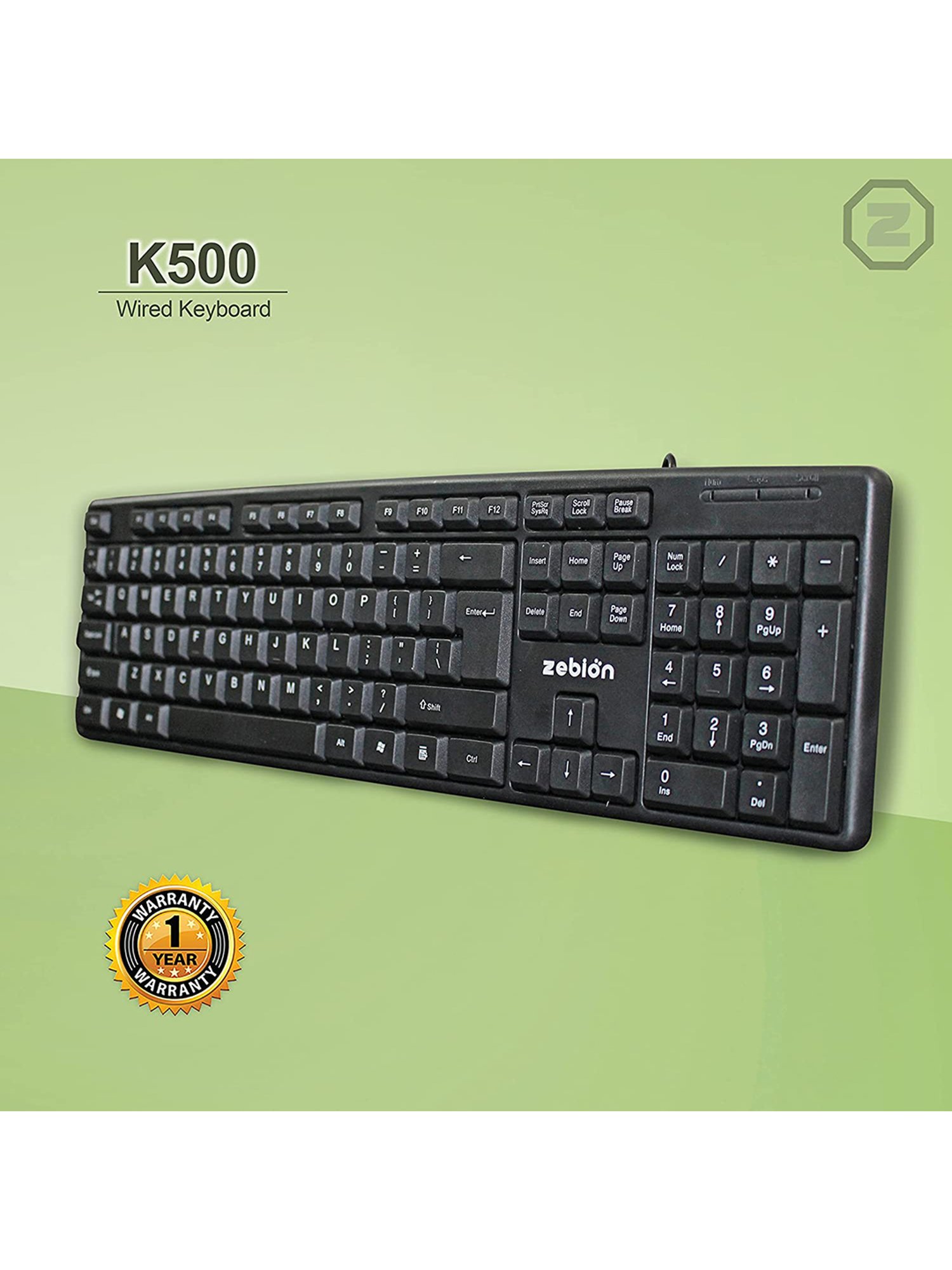 Zebion K500 Wired USB Keyboard (Black)