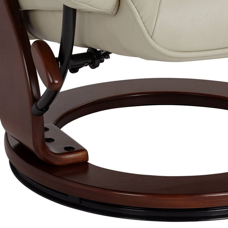 BenchMaster Kyle Taupe Faux Leather Ottoman and Swiveling Recliner