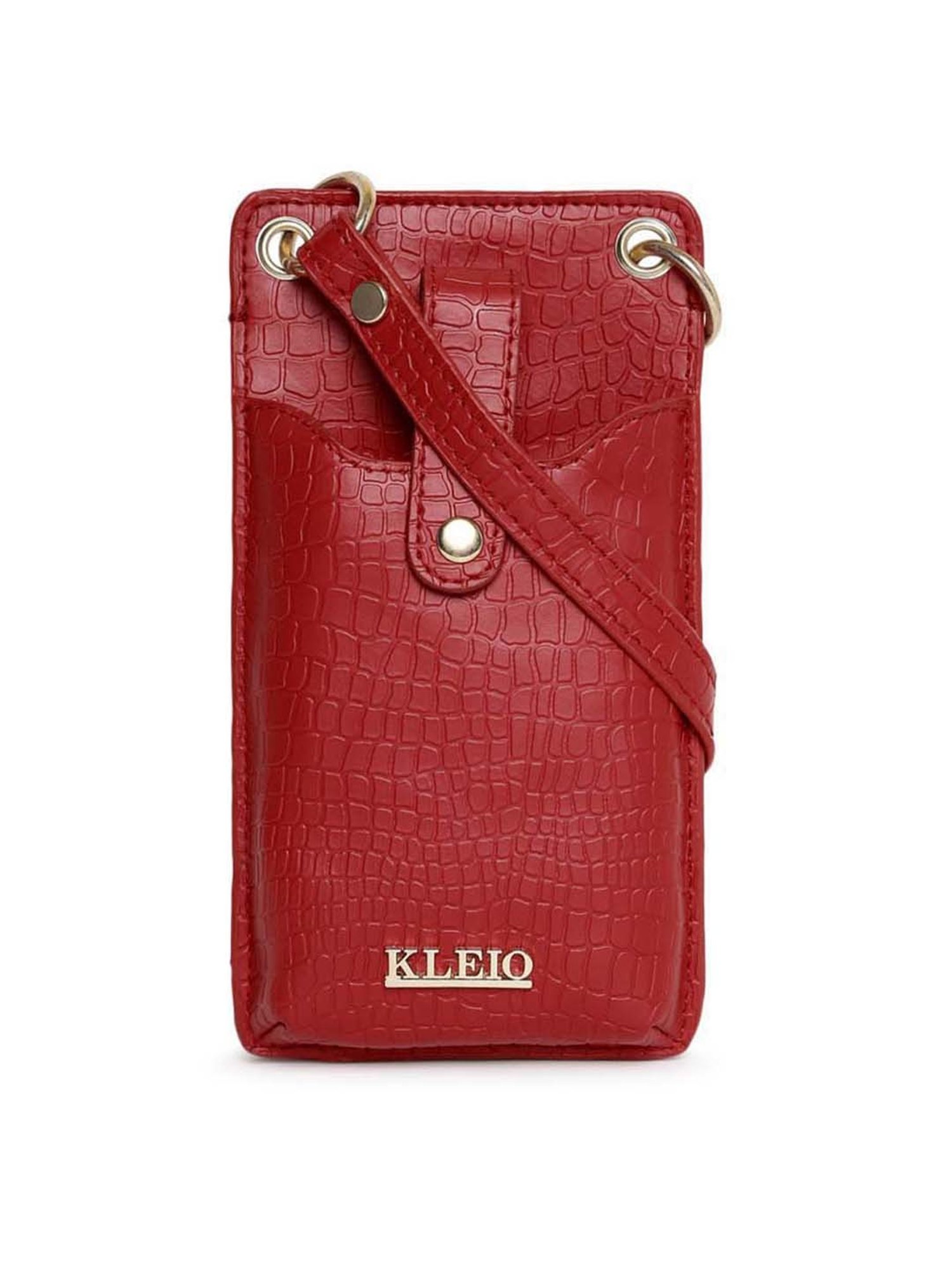 KLEIO Red Textured Mobile Pouch