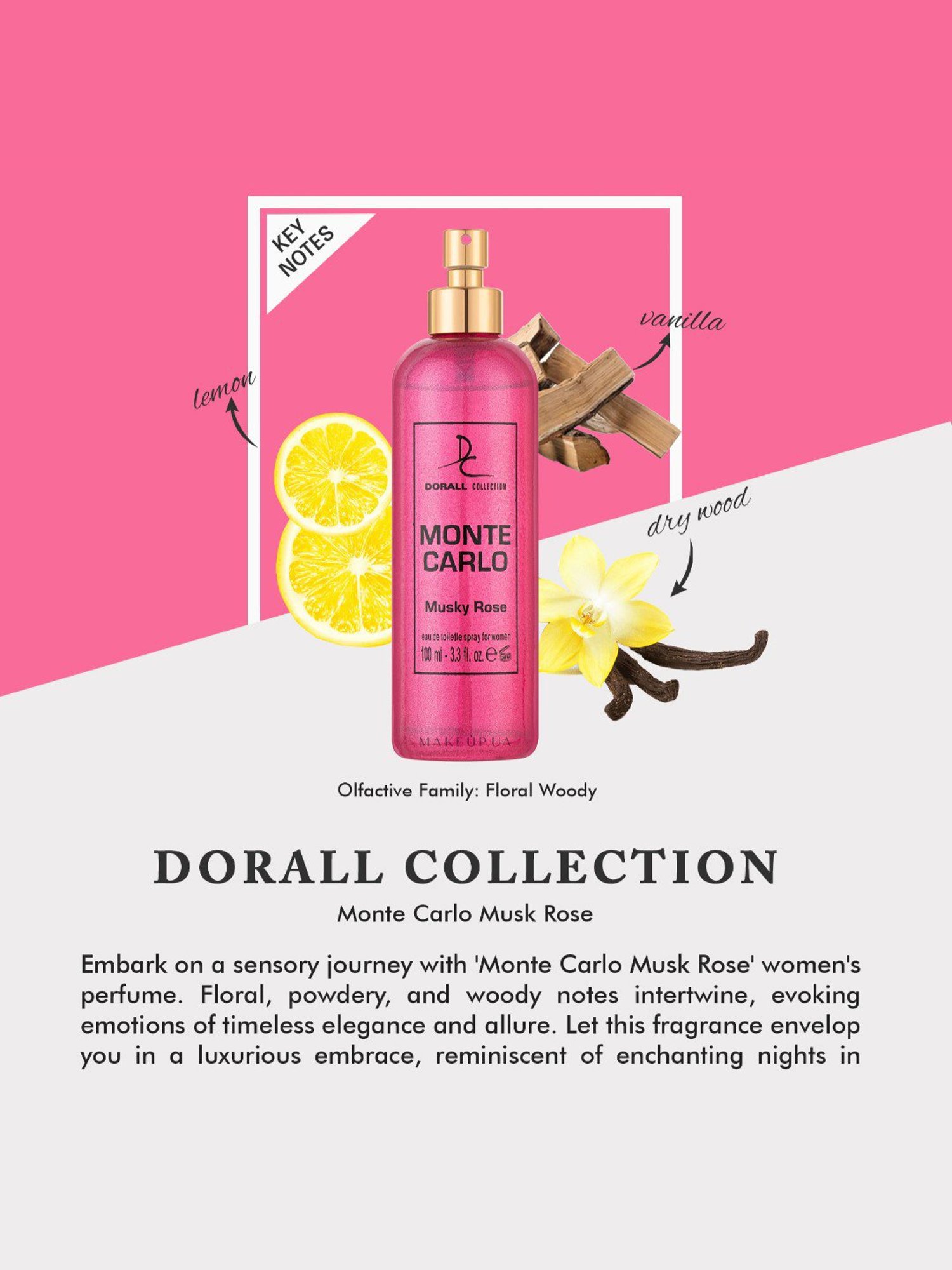 Dorall Collection Monte Carlo Musky Rose Eau de Toilette for Women - 100 ml