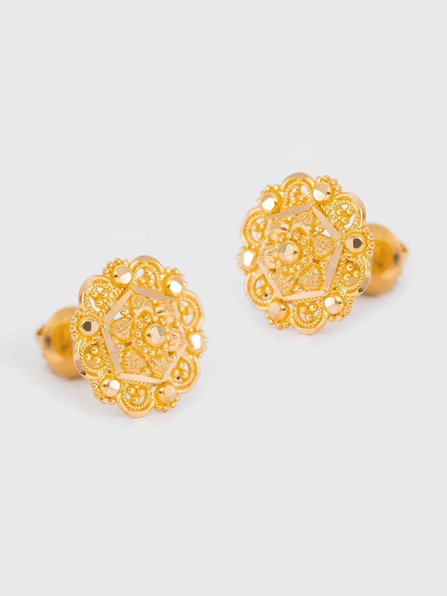 P.N.Gadgil Jewellers 22k Yellow Gold Classic Charm Stud Earrings