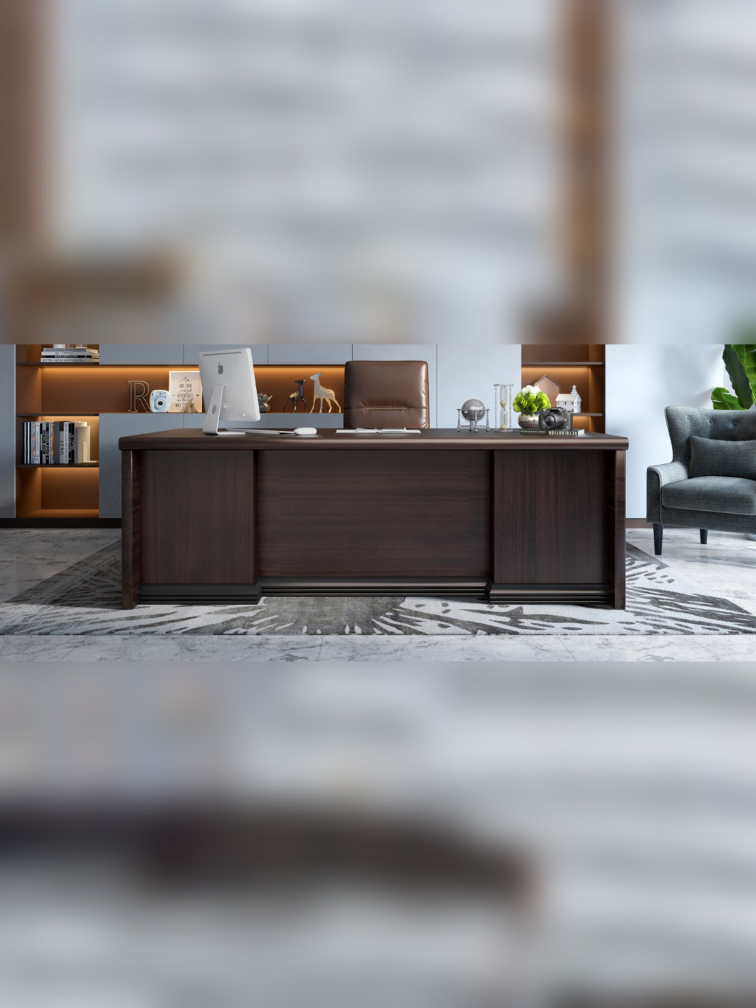 Durian Theon Brown Engineered Wood Office Desk