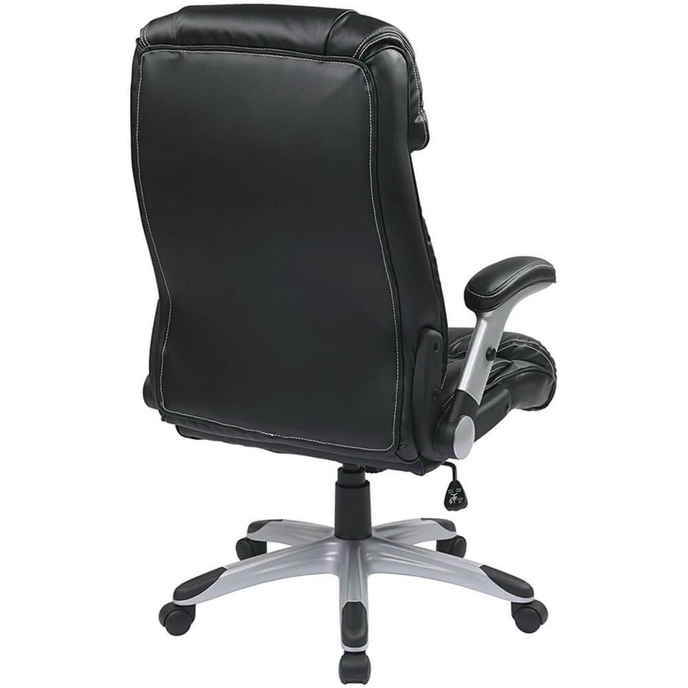 Office Star-Work Smart ECH38665A-EC3 Executive Eco Leather Chair in Silver-Black