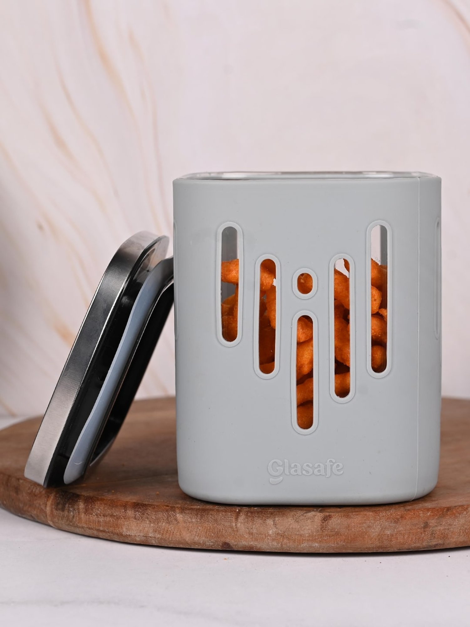 Glasafe 'O' Grip Slate Grey Borosilicate Containers - Set of 4 (900ml)