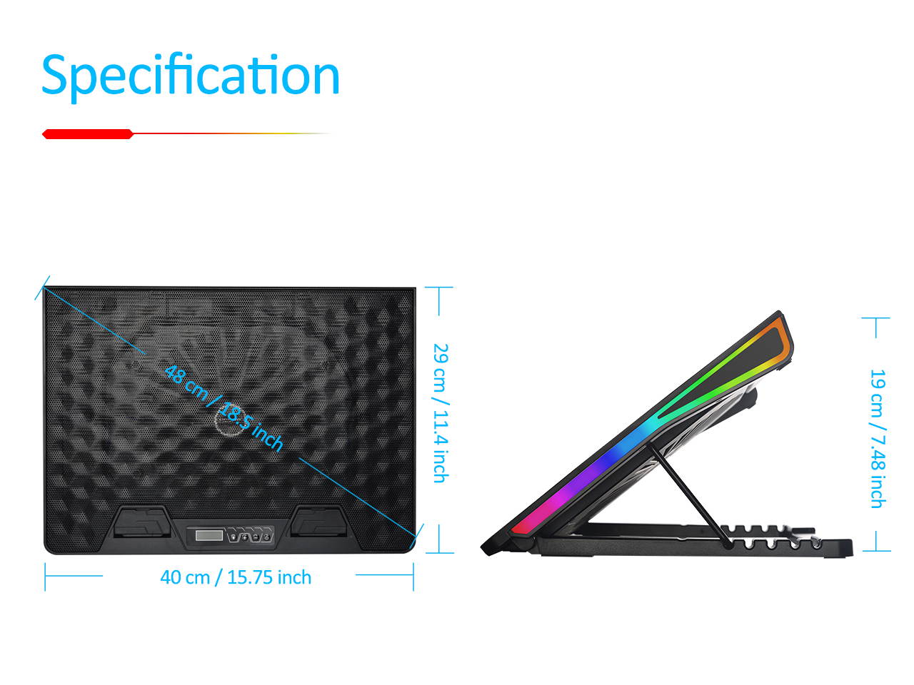 AICHESON RGB Laptop Cooling Cooler Pad for 15.6-17.3 Inch Notebook 1 Fan Heavy Coolers Pads, 2 USB Ports, AA2