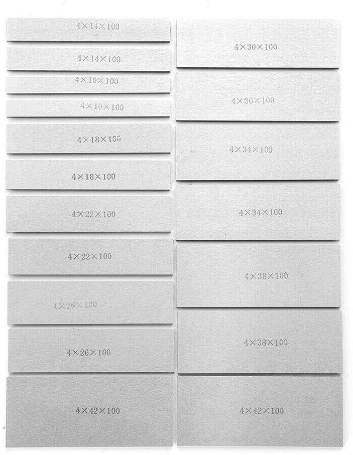 Redcolourful 9 Pairs 18Pcs High-Precision Manufactured Parallel Pad Gauge Block CNC Milling Pads Set 100mm x (10-42mm) Alloy Steel Easy Carry