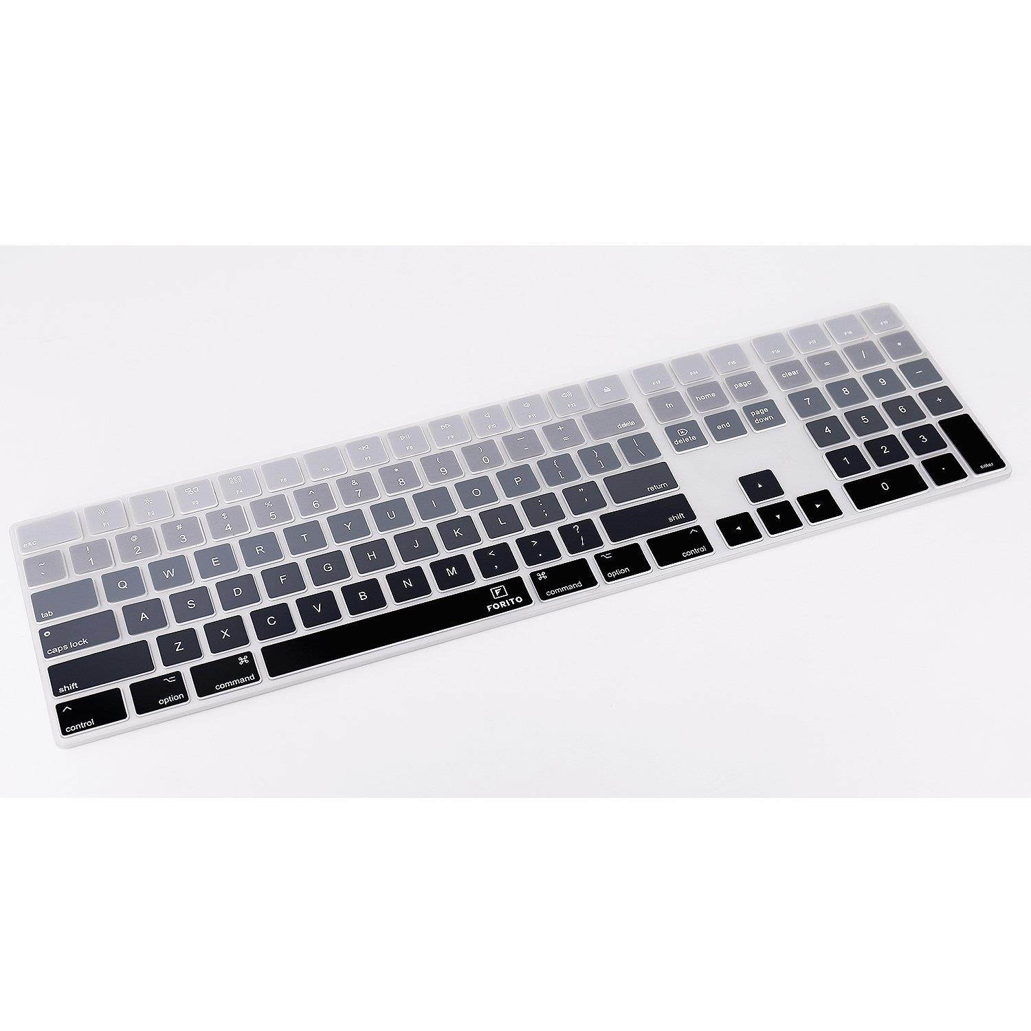 Keyboard Cover Skin Compatible for 2017 Released Apple Magic Keyboard with Numeric Keypad US Layout MQ052LL/A and A1843 (Ombre Gray)