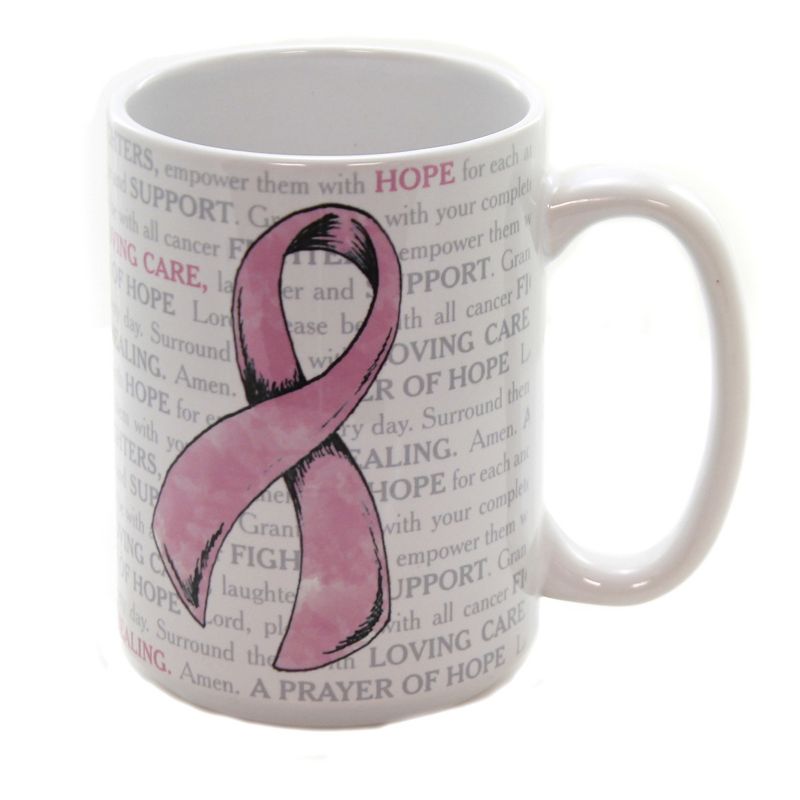 Tabletop 4.5" Hope 14 Oz Mug Pink Ribbon Breast Cancer Carson Home Accents  -  Drinkware