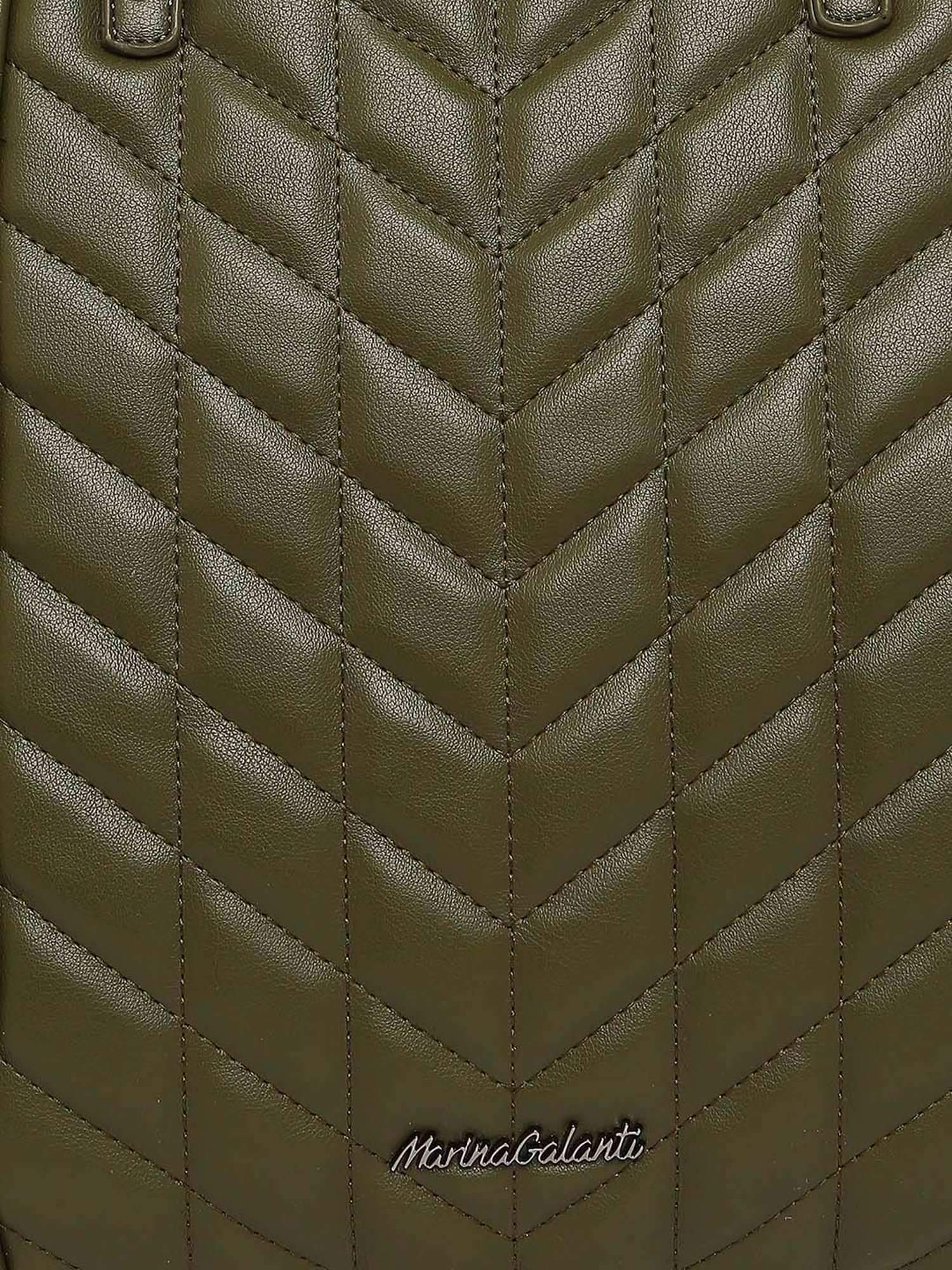 Marina Galanti Olive Quilted Medium Tote Handbag