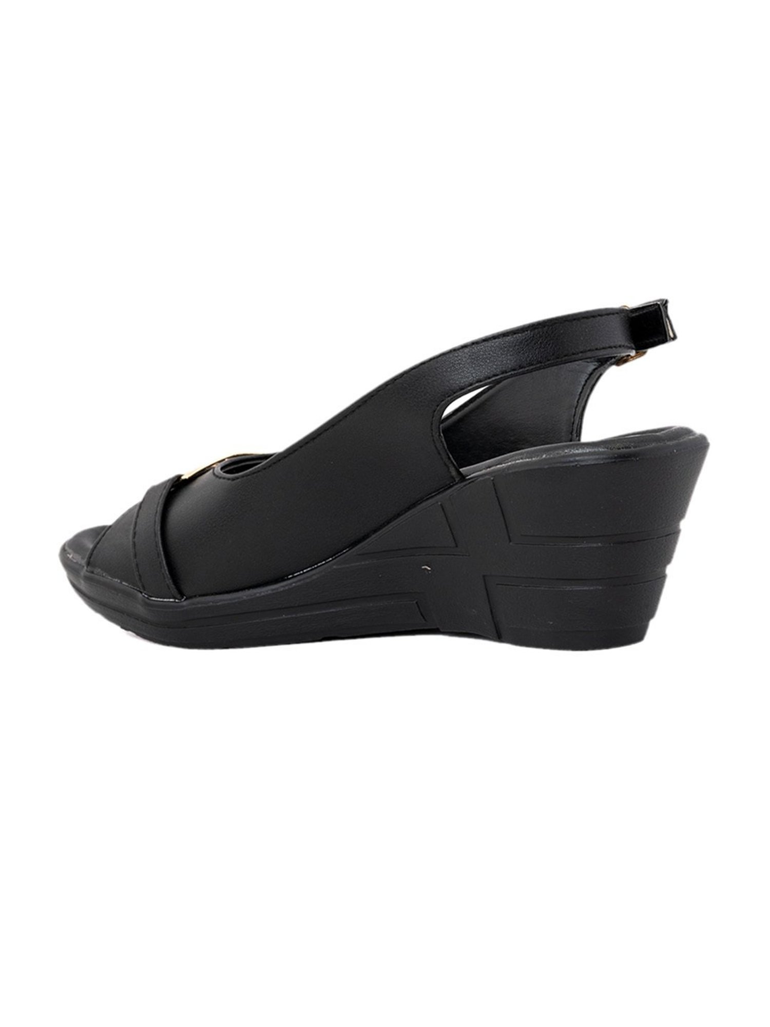 Khadim Women's Black Sling Back Wedges