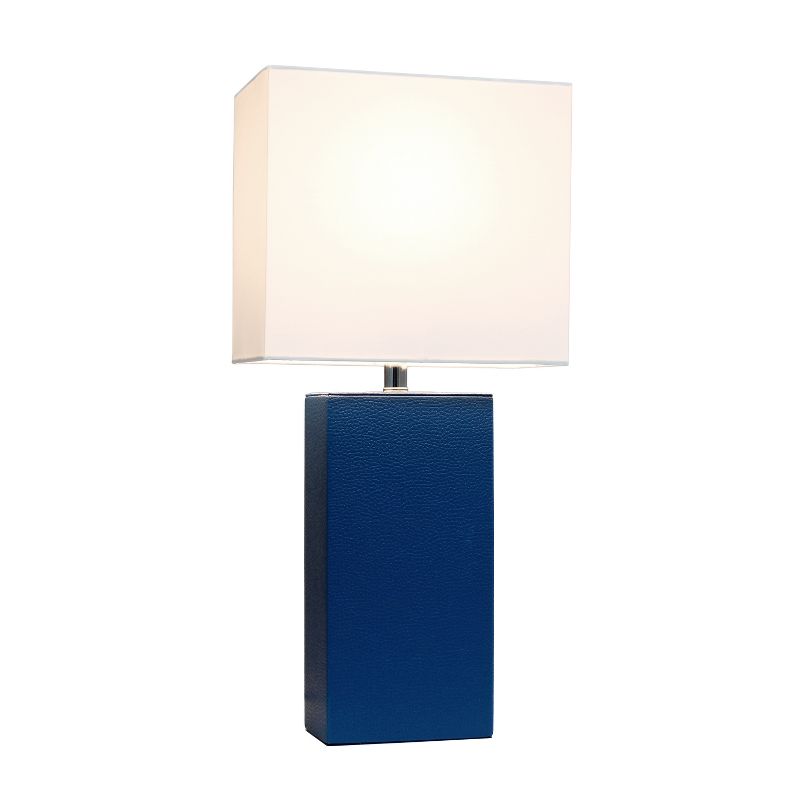21" Monaco Avenue Modern Leather Table Lamp Blue - Elegant Designs