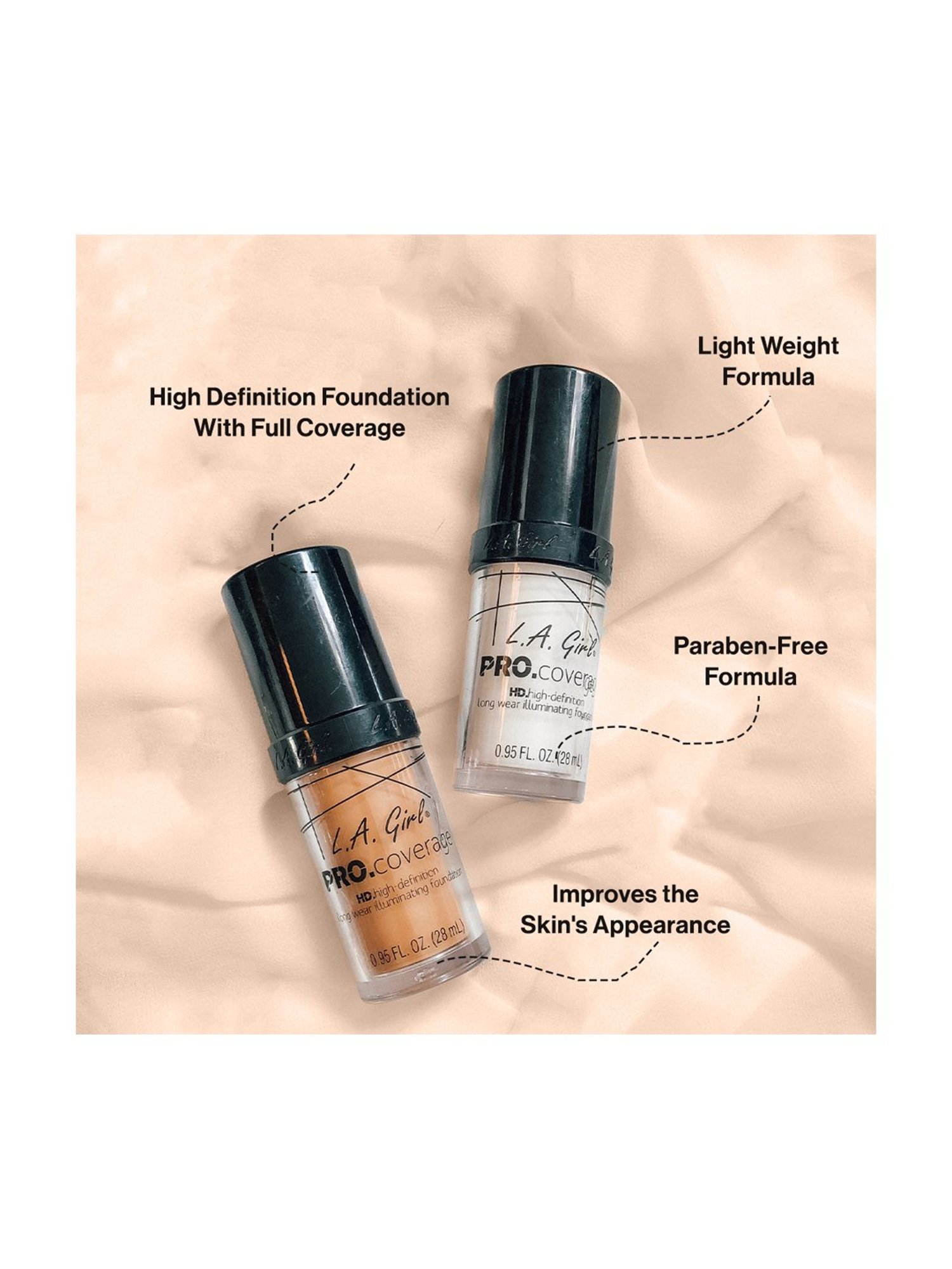 L.A. Girl HD Pro Coverage High-Definition Long Wear Illuminating Liquid Foundation Toast - 28 ml