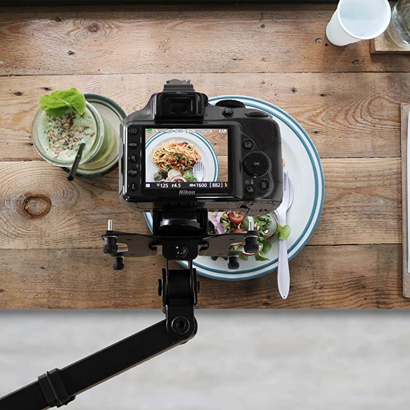 Universal VESA Adapter Bracket Kit for DSLR Cameras/Camcorders, 1/4 inch Mount, Photo and Video Shooting, Attaches to Monitor Stands for Overhead Placement, 75x75mm and 100x100mm, MOUNT-V00CAM