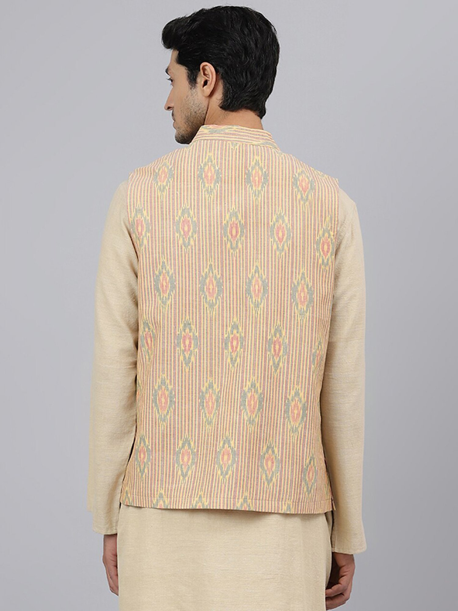 Fabindia Multicolor Regular Fit Printed Cotton Nehru Jacket