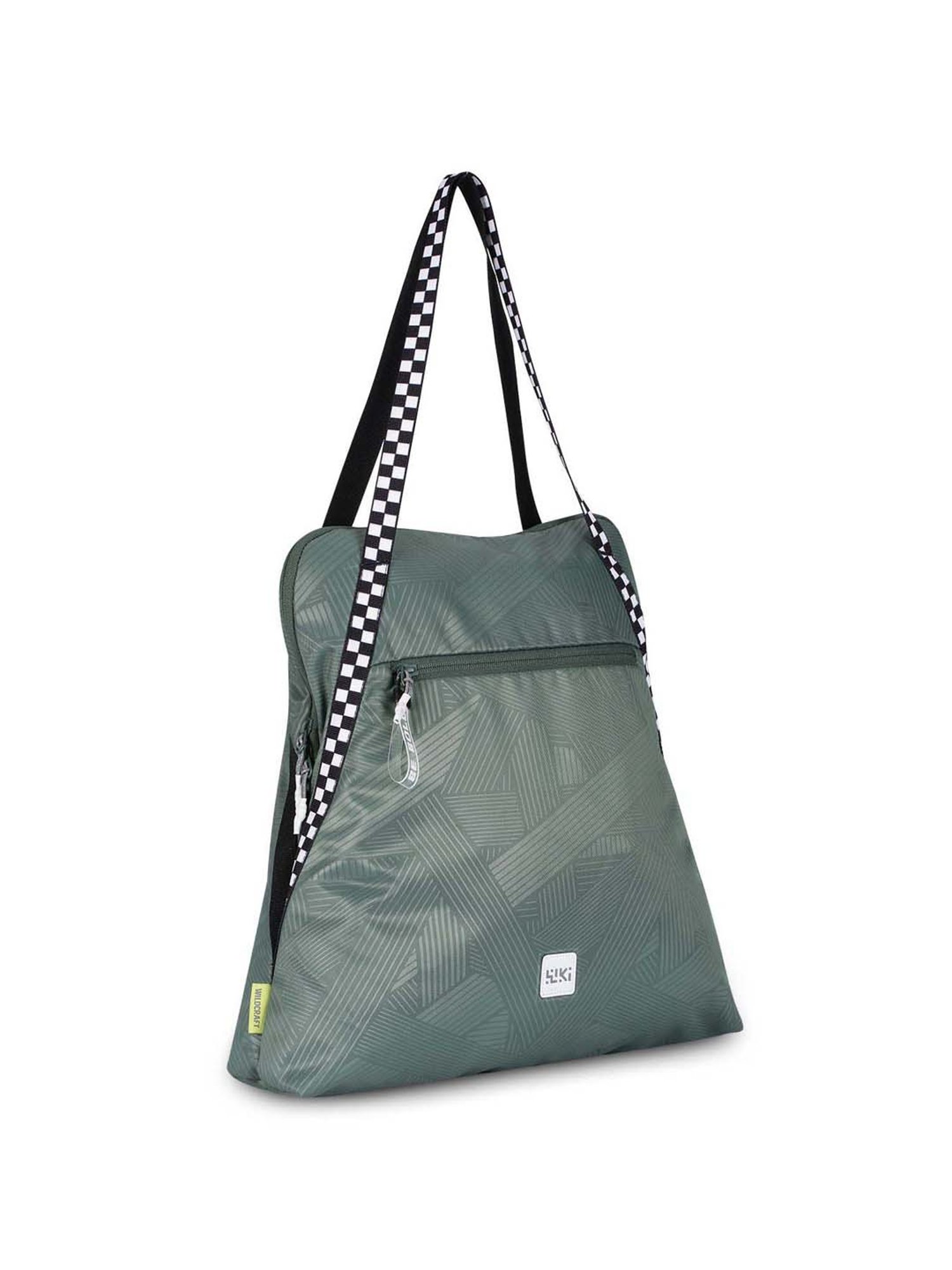 Wiki Bestie Green Striped Medium Tote Handbag