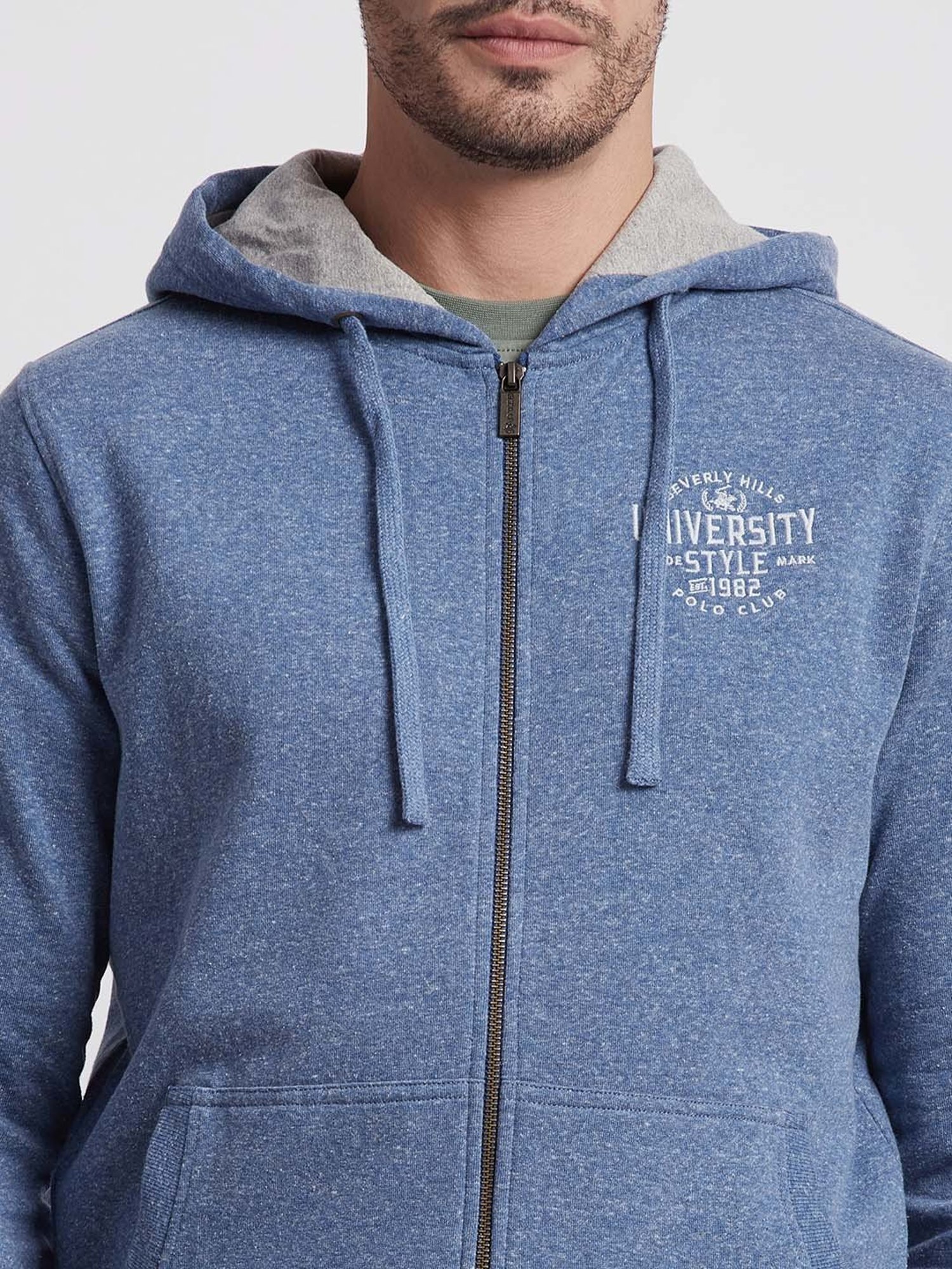 Beverly Hills Polo Club Blue Regular Fit Cotton Hooded Sweatshirt